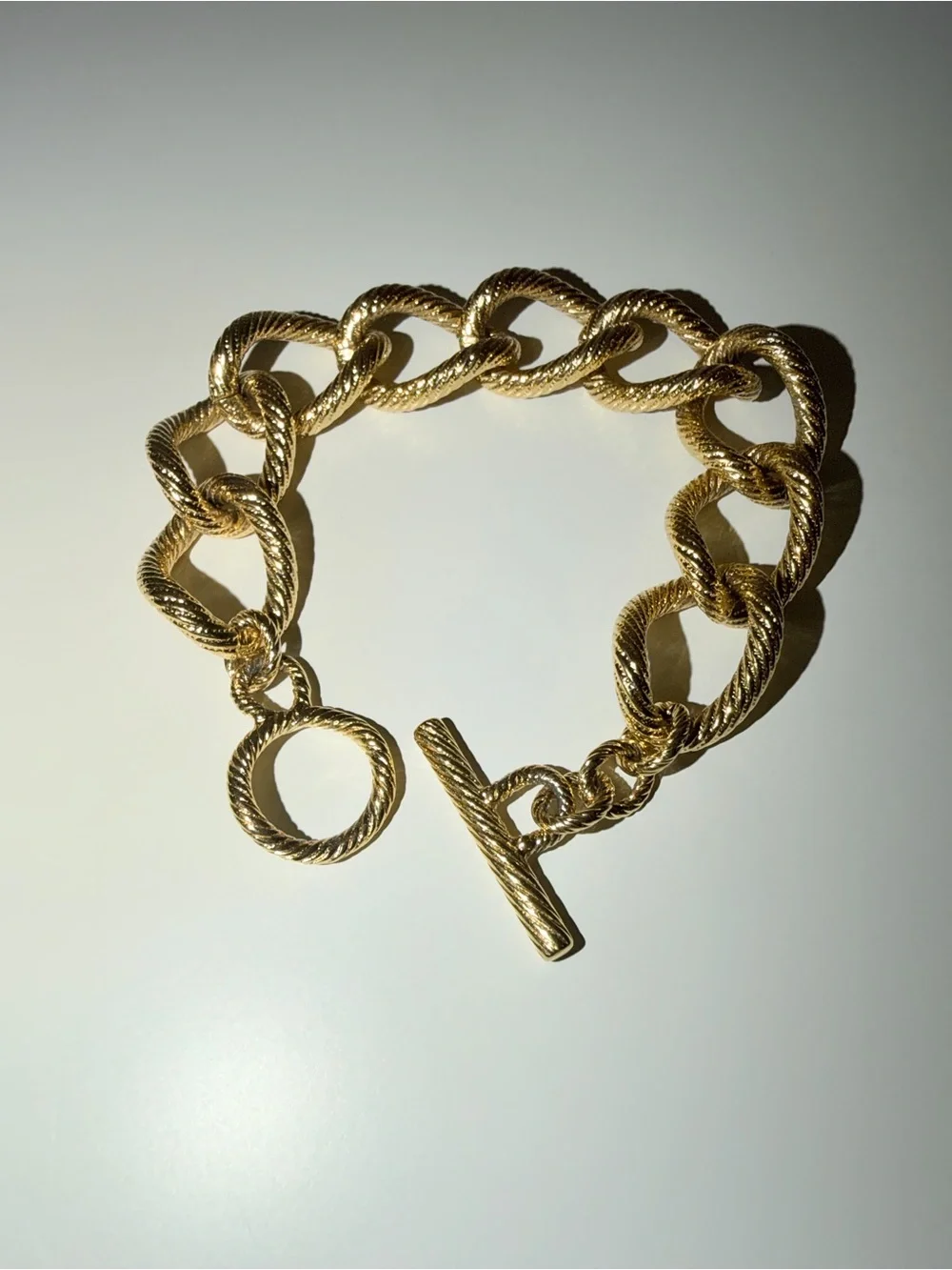 Vintage Gold-Tone Textured Chunky Link Bracelet
